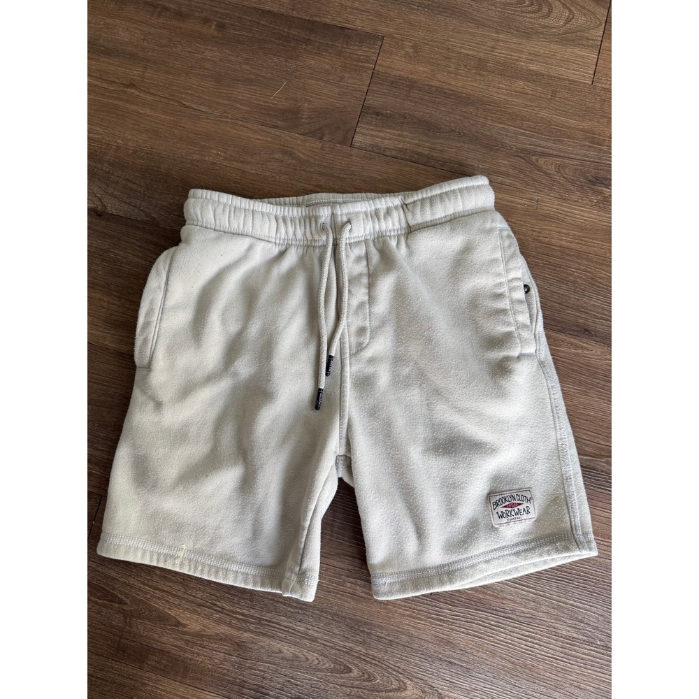 Brooklyn Cloth Workwear Mens Fleece Shorts Oatmeal Cream Snap Pocket Size S